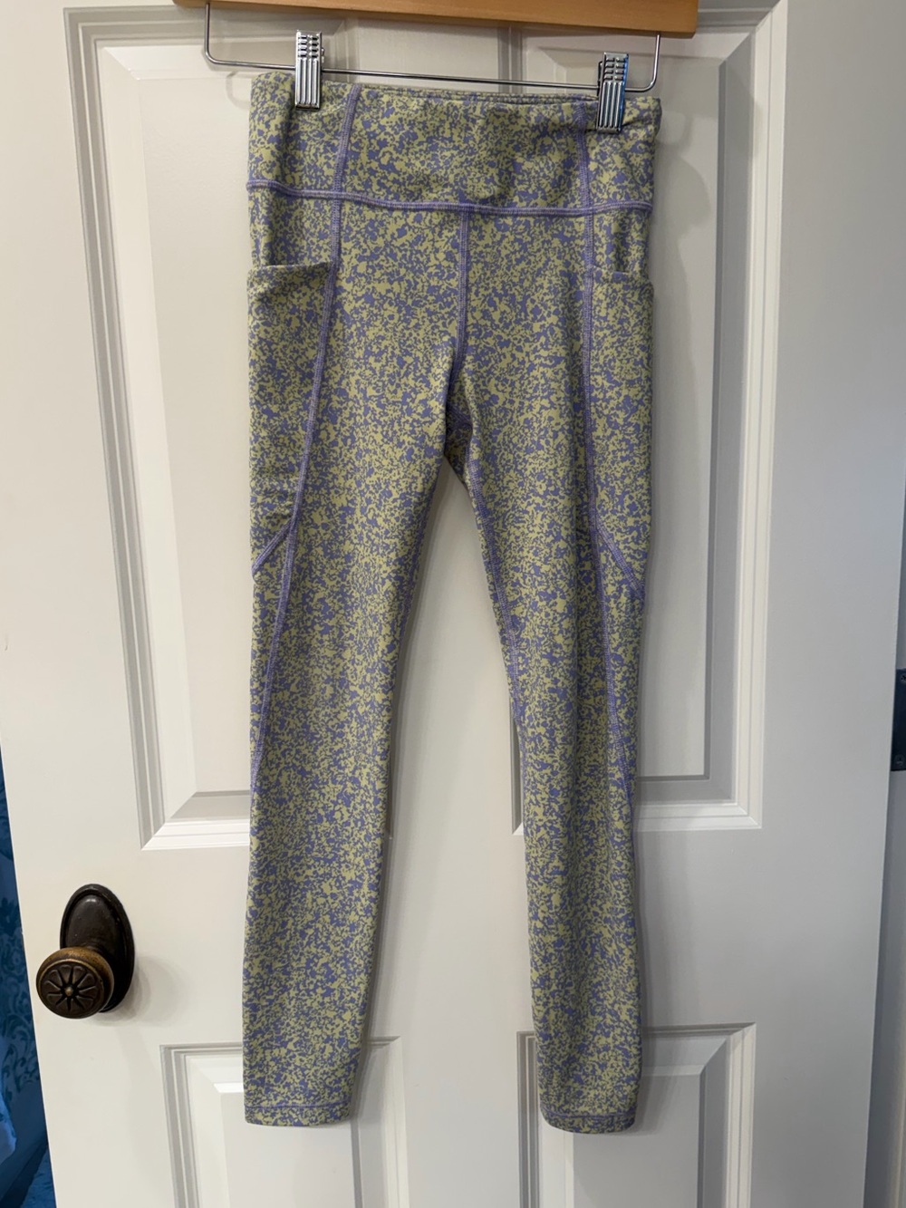 Athleta Kids Lavender and Yellow Speckle Leggings